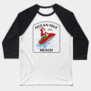 Ocean Isle Beach, NC Christmas Vacationing Waterskiing Santa Baseball T-Shirt